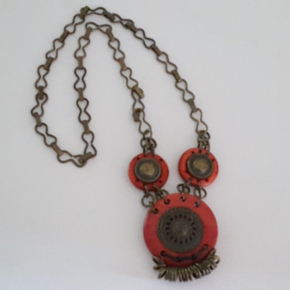Necklace Wood and Metal - Picture 4 of 6